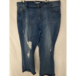 Lane Bryant Jeans Women Flex Mid Rise Boyfriend Capri Stretch Denim Plus Size 16